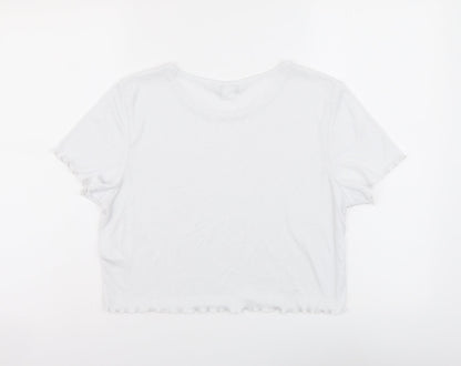 Womens UK Size L Monki White Cropped T-Shirt
