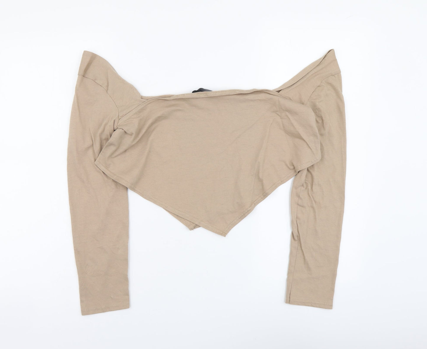 Womens UK Size 12 PRETTYLITTLETHING Beige Cropped Blouse