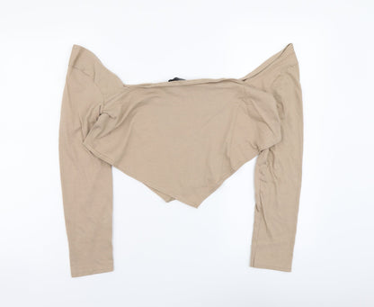 Womens UK Size 12 PRETTYLITTLETHING Beige Cropped Blouse
