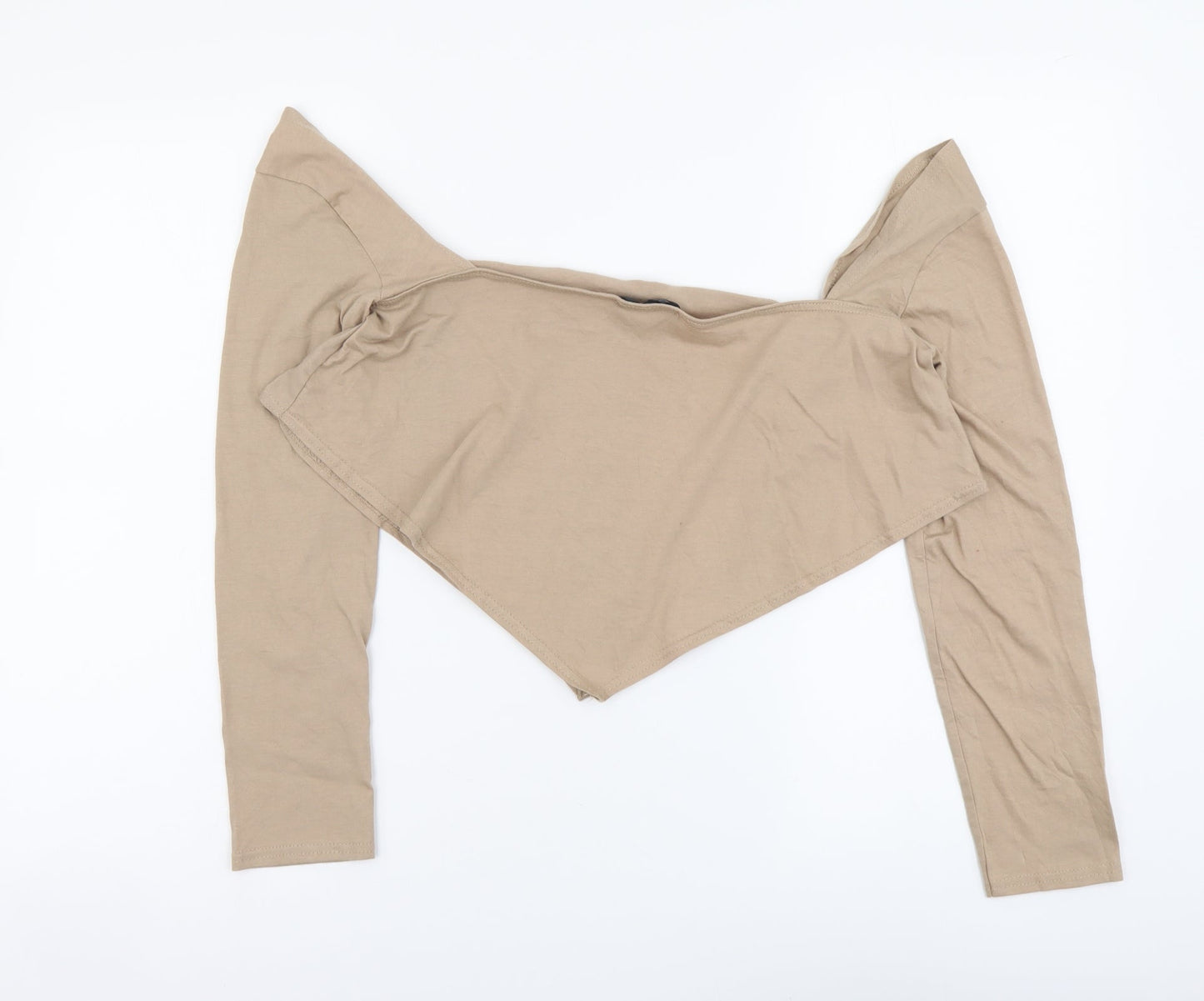 Womens UK Size 12 PRETTYLITTLETHING Beige Cropped Blouse