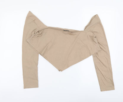 Womens UK Size 12 PRETTYLITTLETHING Beige Cropped Blouse