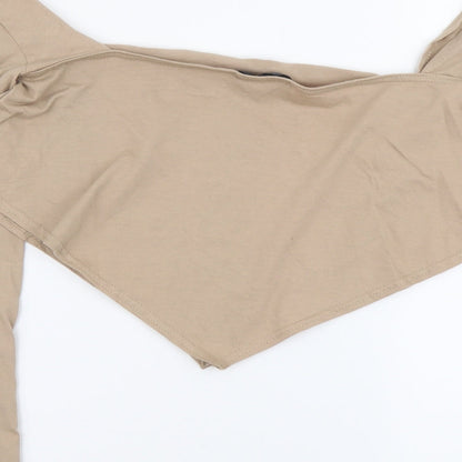 Womens UK Size 12 PRETTYLITTLETHING Beige Cropped Blouse