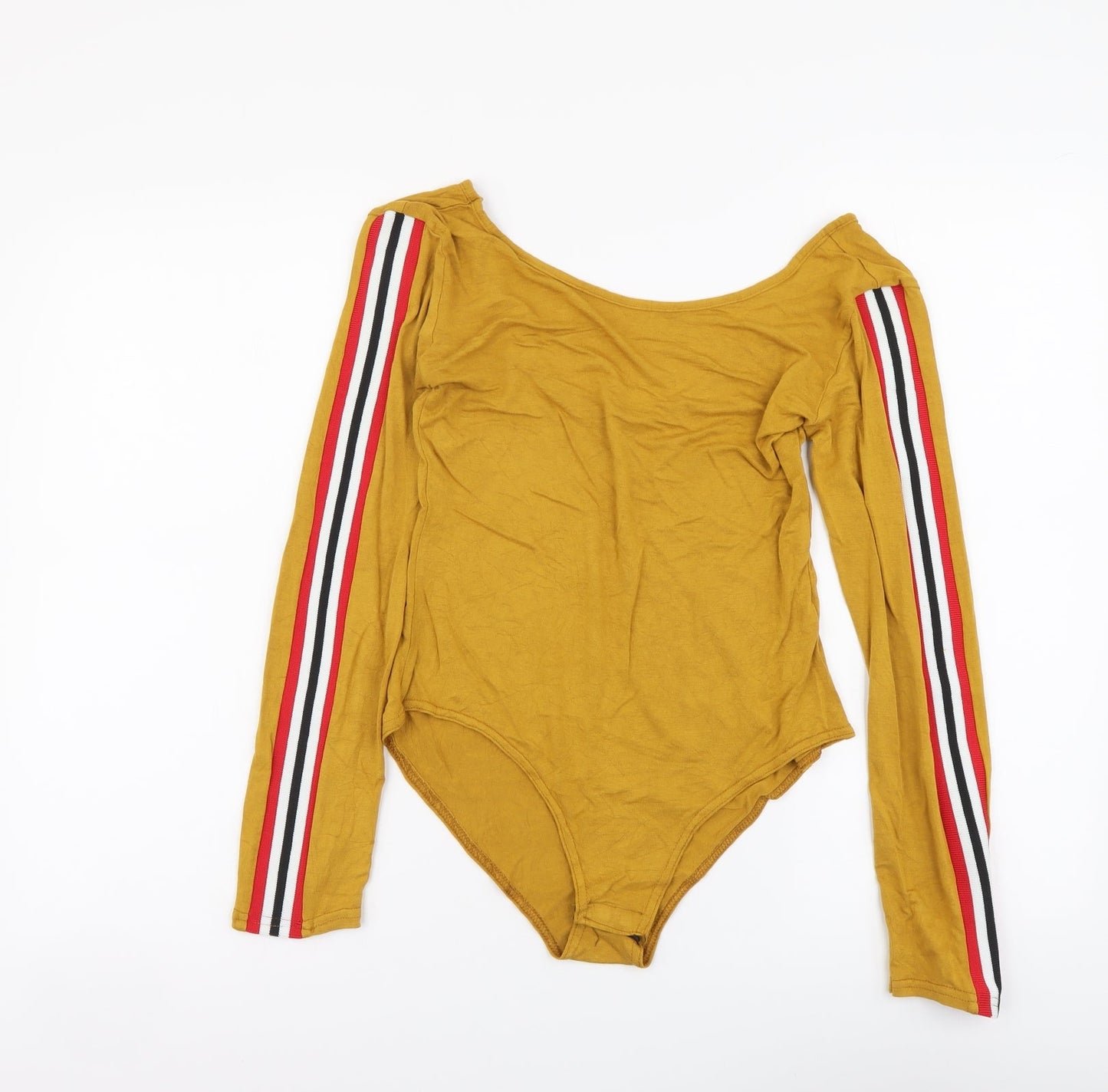 I SAW IT FIRST Womens Yellow Viscose Bodysuit One-Piece Size 12 Snap