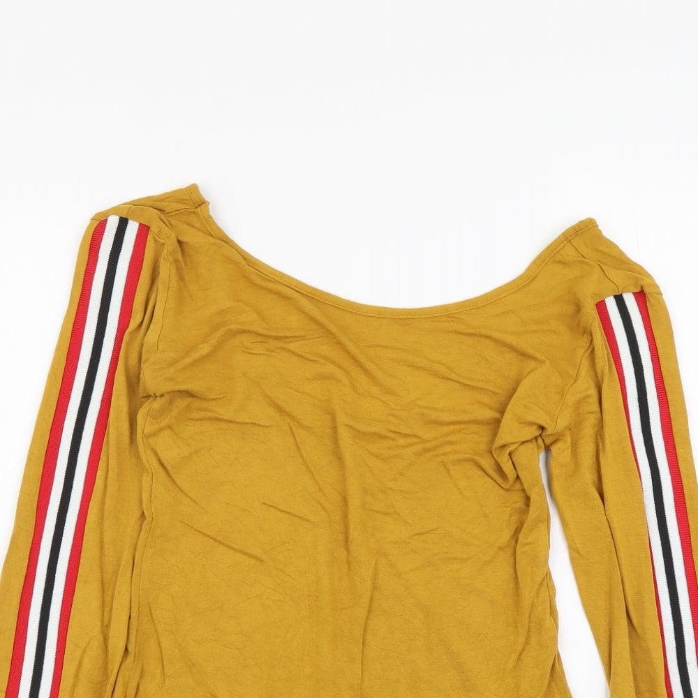 I SAW IT FIRST Womens Yellow Viscose Bodysuit One-Piece Size 12 Snap