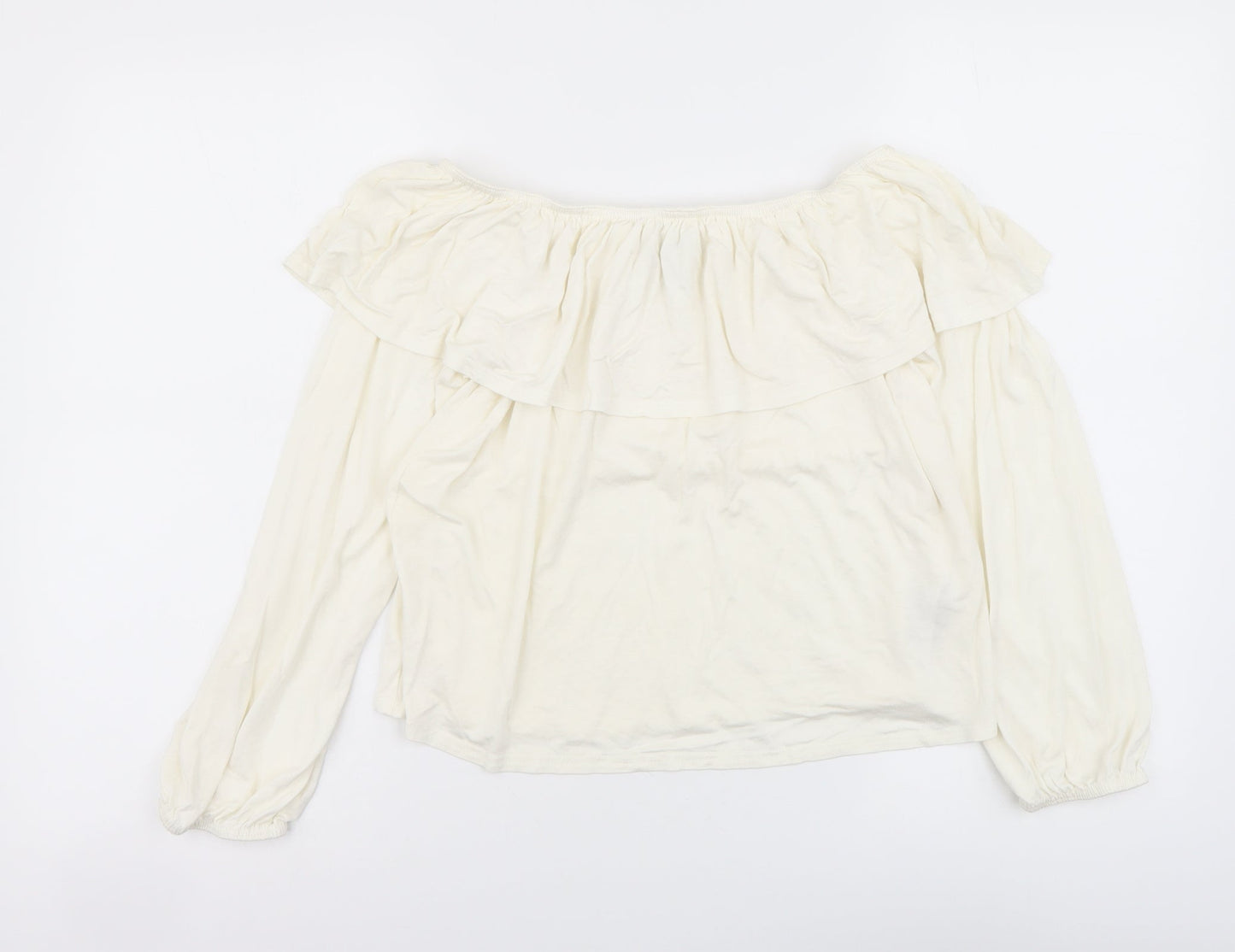 Womens UK Size 12 New Look Ivory Cropped Blouse