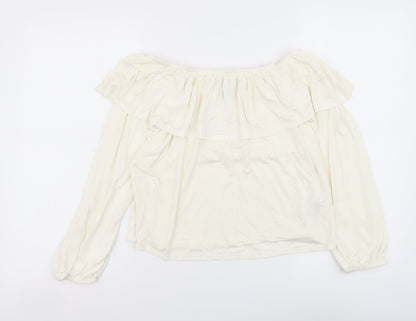 Womens UK Size 12 New Look Ivory Cropped Blouse