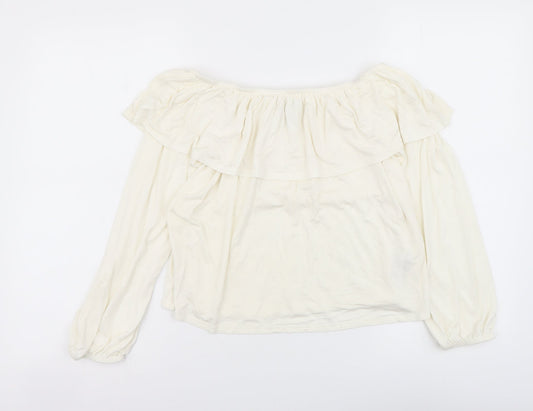 Womens UK Size 12 New Look Ivory Cropped Blouse