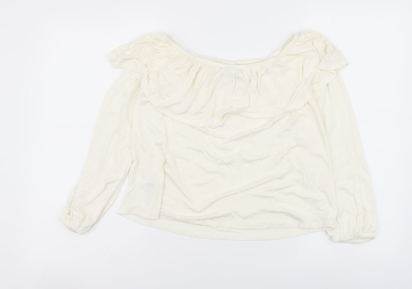 Womens UK Size 12 New Look Ivory Cropped Blouse