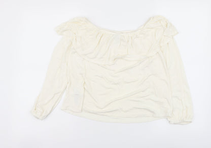 Womens UK Size 12 New Look Ivory Cropped Blouse