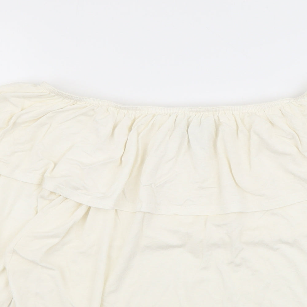 Womens UK Size 12 New Look Ivory Cropped Blouse