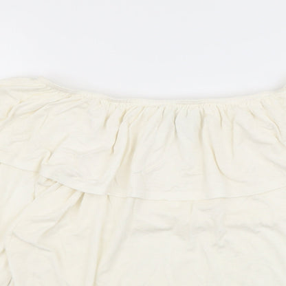 Womens UK Size 12 New Look Ivory Cropped Blouse