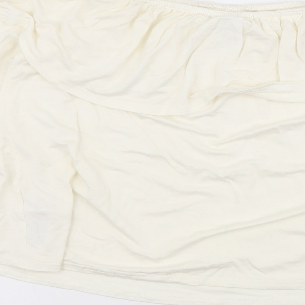 Womens UK Size 12 New Look Ivory Cropped Blouse