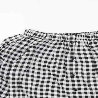 George Womens Grey Check Viscose Basic Blouse Size 8 Off the Shoulder