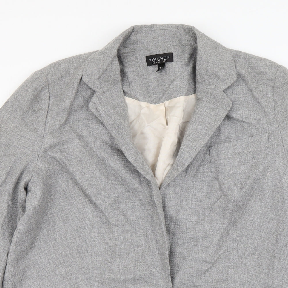 Topshop Womens Grey Acetate Jacket Suit Jacket Size 8