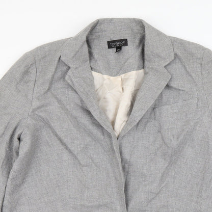 Topshop Womens Grey Acetate Jacket Suit Jacket Size 8