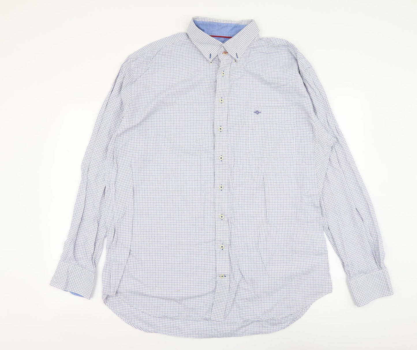 Baileys Mens Blue Check Cotton Button-Up Size XL Collared Button