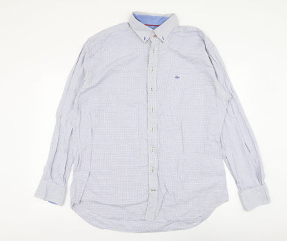 Baileys Mens Blue Check Cotton Button-Up Size XL Collared Button