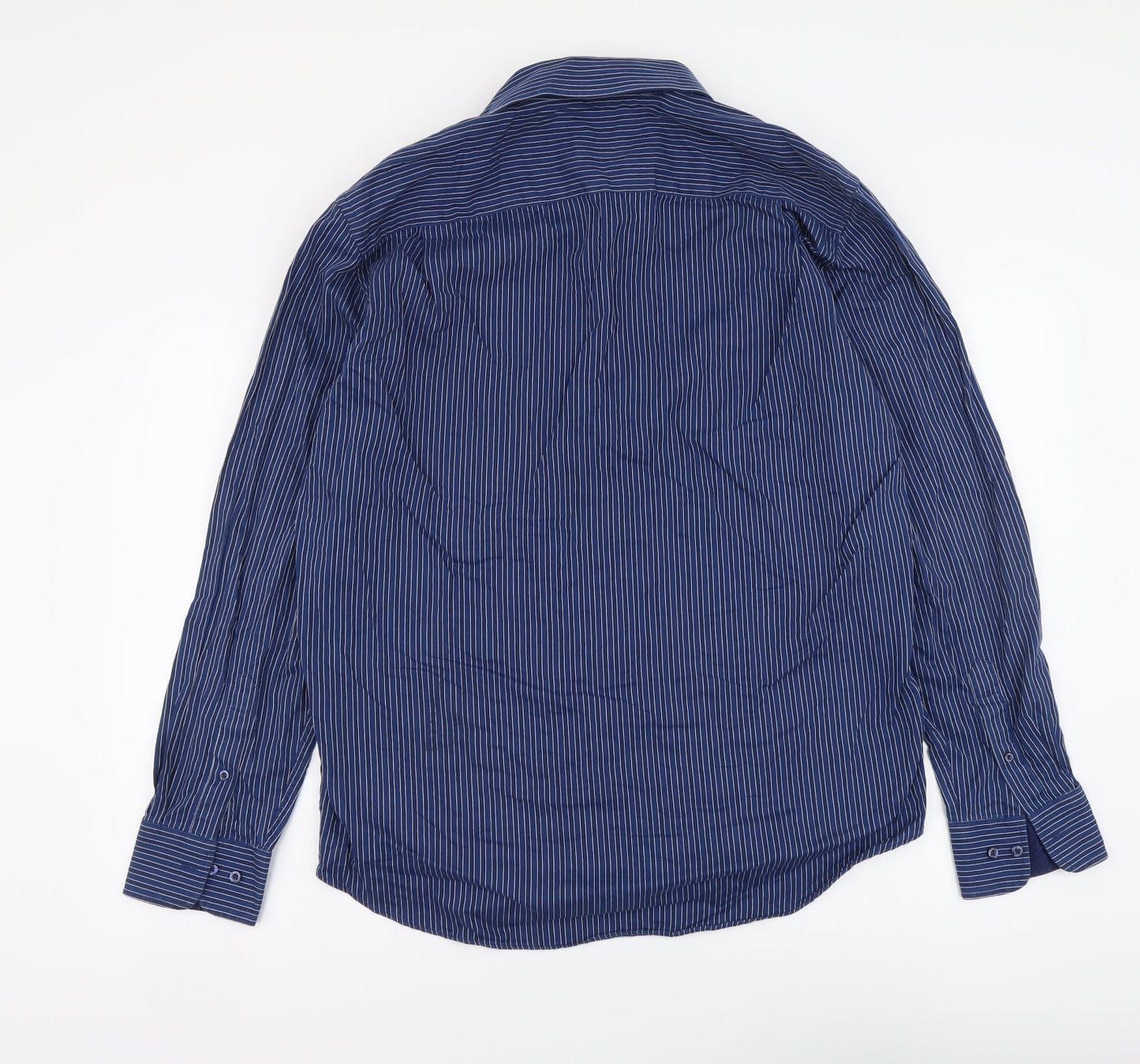 Westbury Mens Blue Striped Cotton Button-Up Size L Collared Button