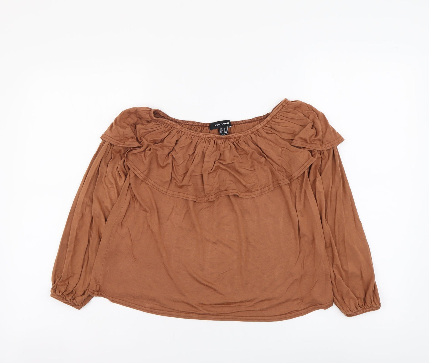 Womens UK Size 10 New Look Brown Cropped Blouse