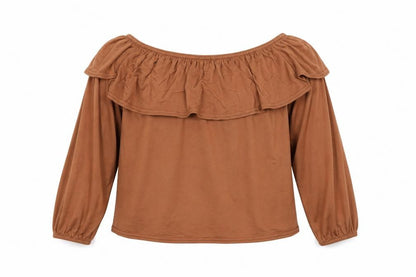 Womens UK Size 10 New Look Brown Cropped Blouse