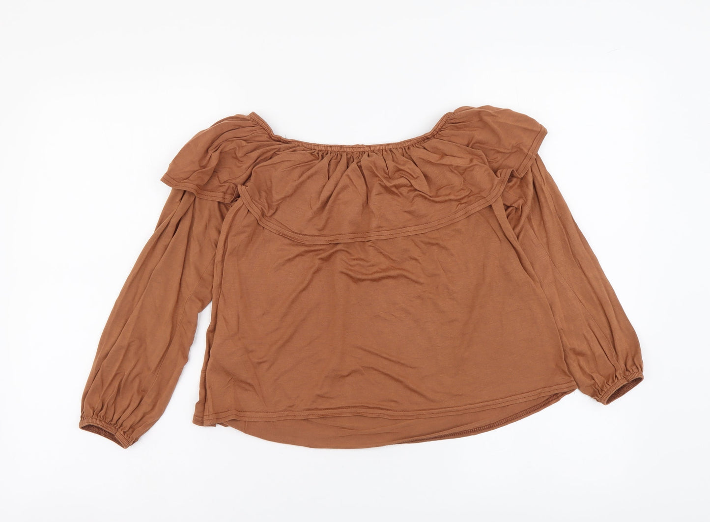 Womens UK Size 10 New Look Brown Cropped Blouse