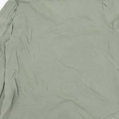 Marks and Spencer Womens Green Viscose Basic Button-Up Size 8 V-Neck