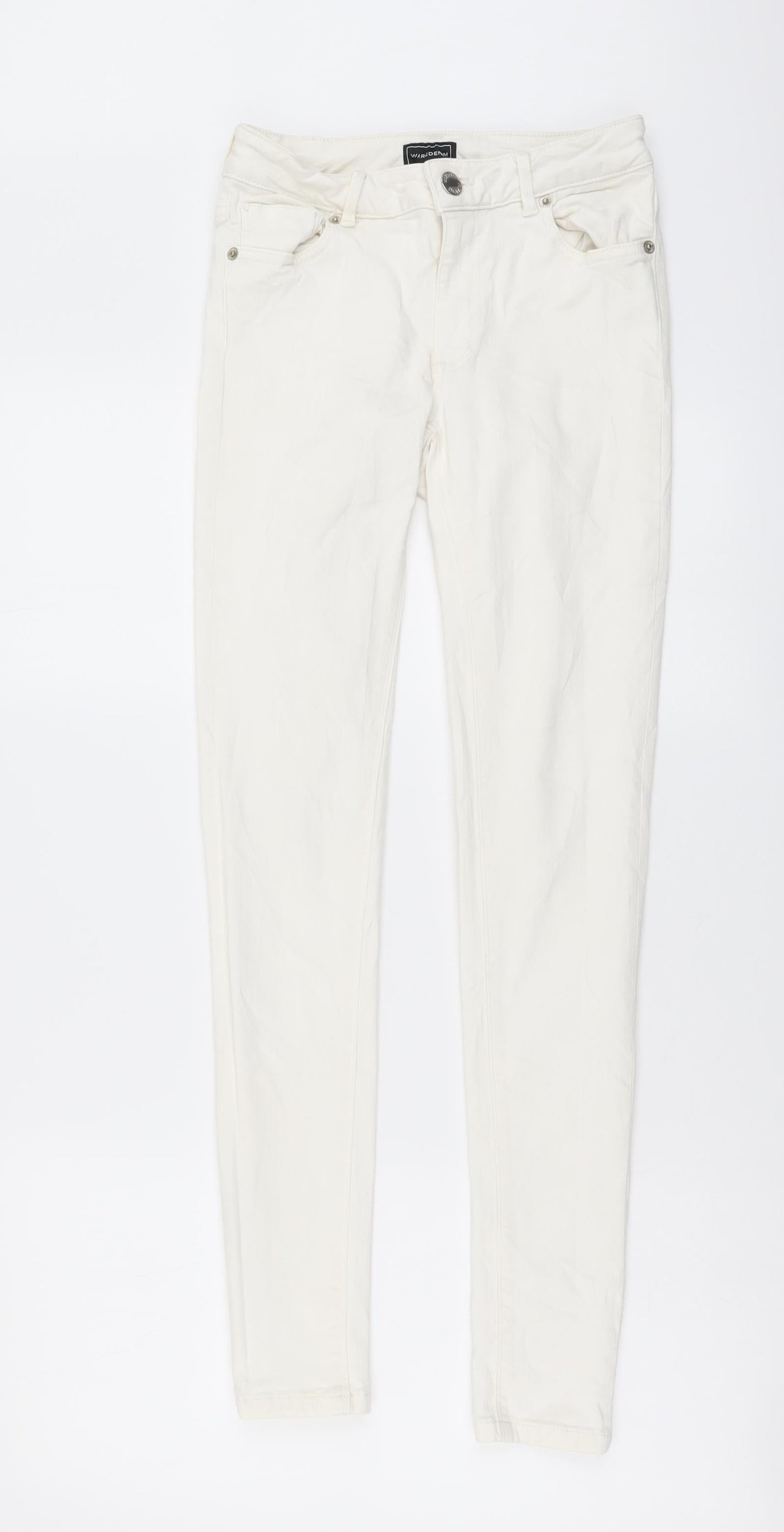 Womens UK Size 8 Waredenim Regular Fit Skinny White Jeans
