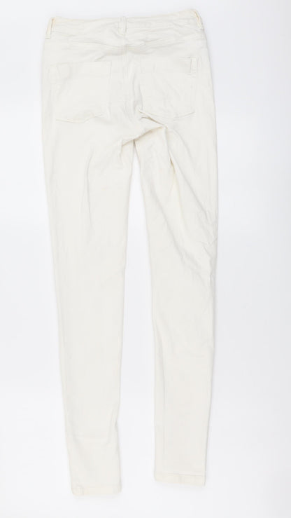 Womens UK Size 8 Waredenim Regular Fit Skinny White Jeans