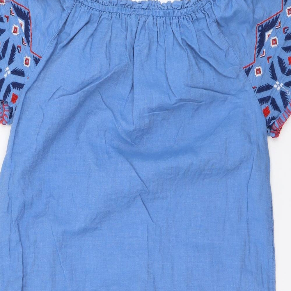 TU Womens Blue Cotton Sheath Size 12 Off the Shoulder Pullover