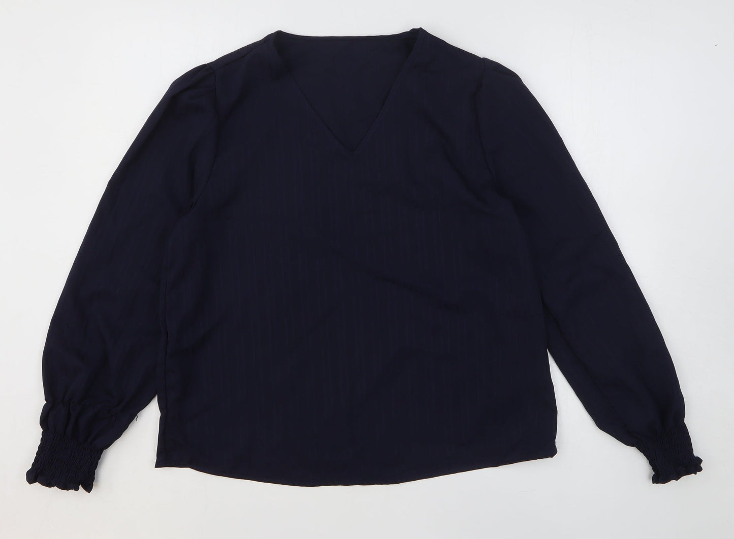 SheIn Womens Blue Striped 100% Polyester Pullover Sweatshirt Size L Pullover