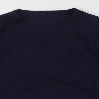 SheIn Womens Blue Striped 100% Polyester Pullover Sweatshirt Size L Pullover