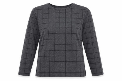 Preworn Womens Grey Check Polyester Pullover Sweatshirt Size 14 Pullover