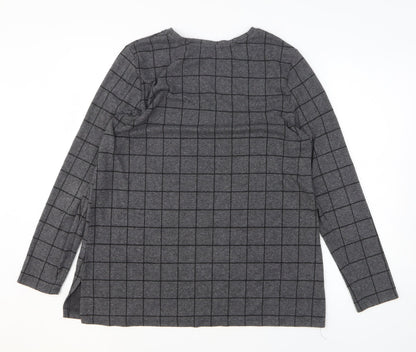Preworn Womens Grey Check Polyester Pullover Sweatshirt Size 14 Pullover