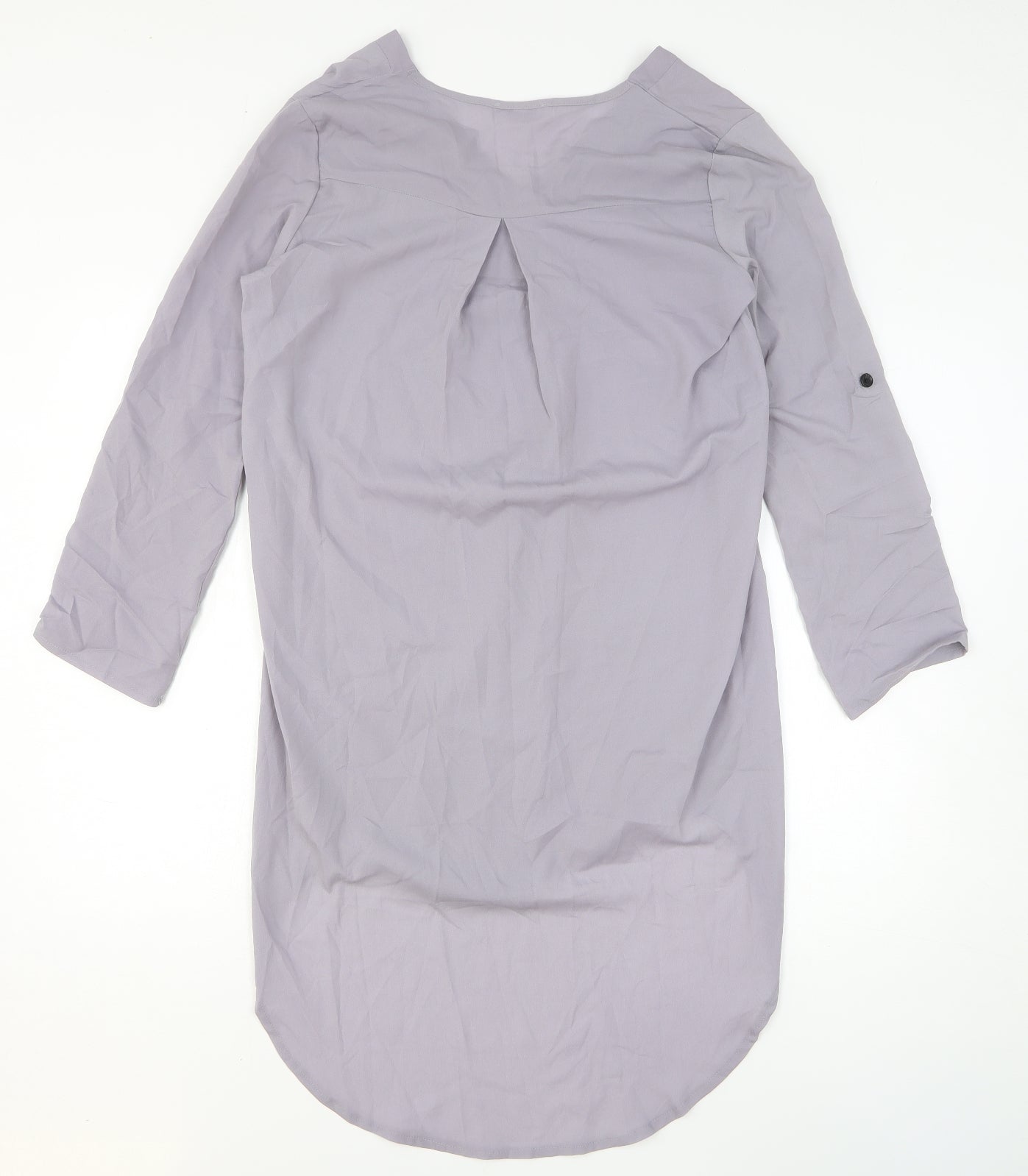Overmal Womens Grey Polyester T-Shirt Dress Size L V-Neck Pullover
