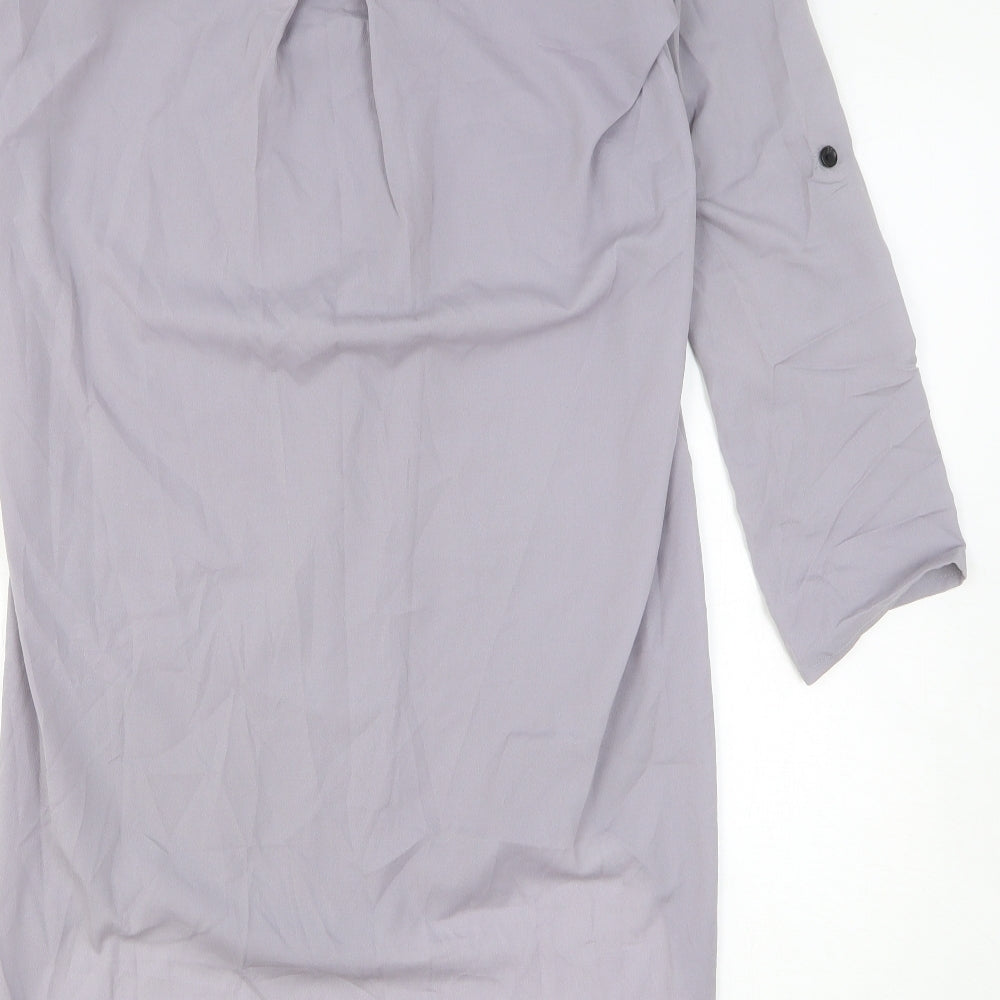Overmal Womens Grey Polyester T-Shirt Dress Size L V-Neck Pullover
