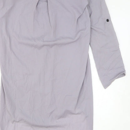 Overmal Womens Grey Polyester T-Shirt Dress Size L V-Neck Pullover