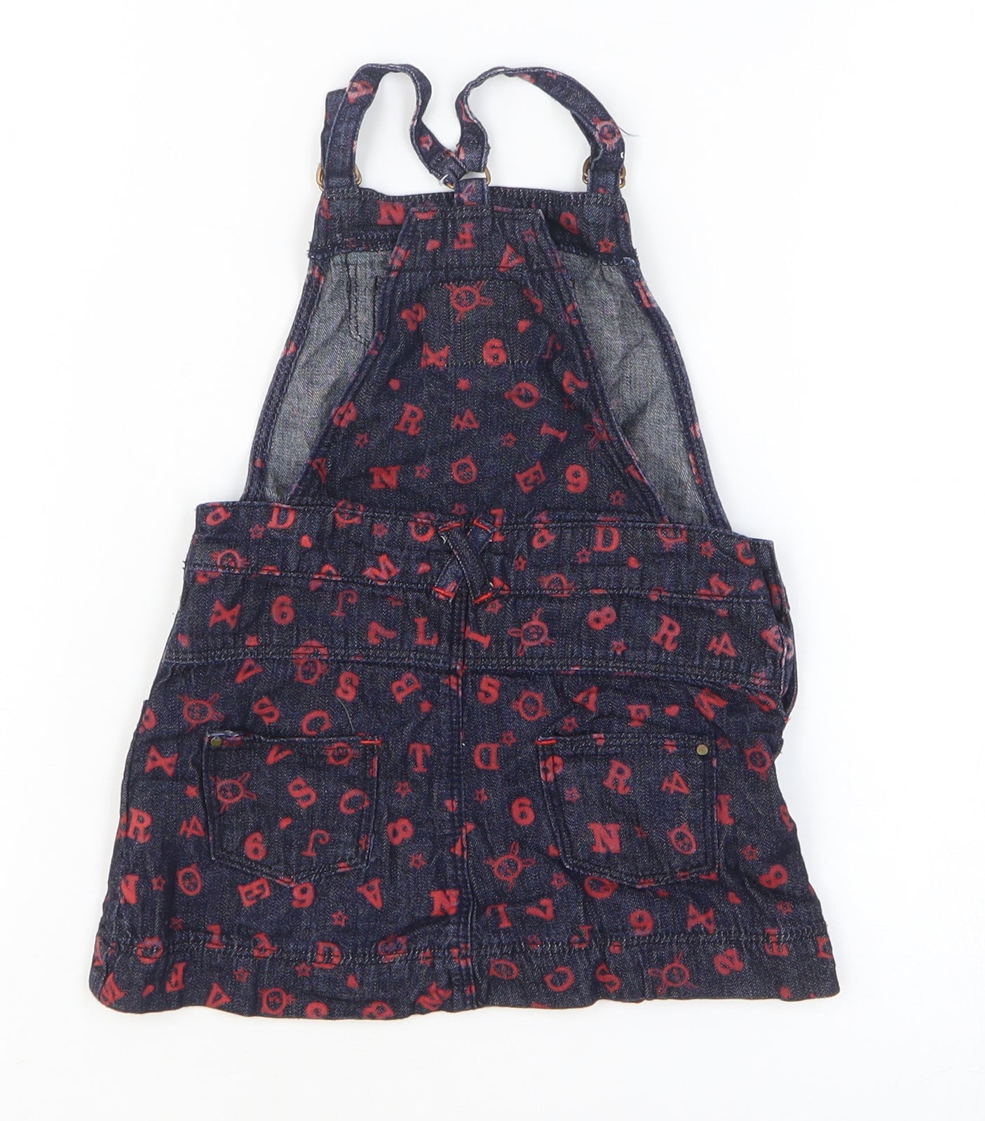 Arabella & Addison Girls Blue Geometric 100% Cotton Dungaree One-Piece Size 24 Months Pullover