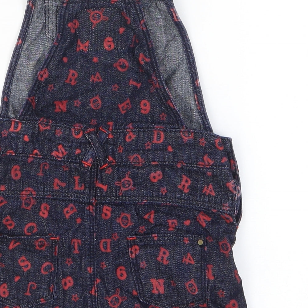Arabella & Addison Girls Blue Geometric 100% Cotton Dungaree One-Piece Size 24 Months Pullover