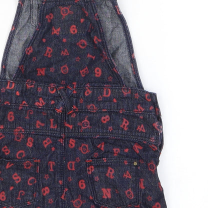 Arabella & Addison Girls Blue Geometric 100% Cotton Dungaree One-Piece Size 24 Months Pullover