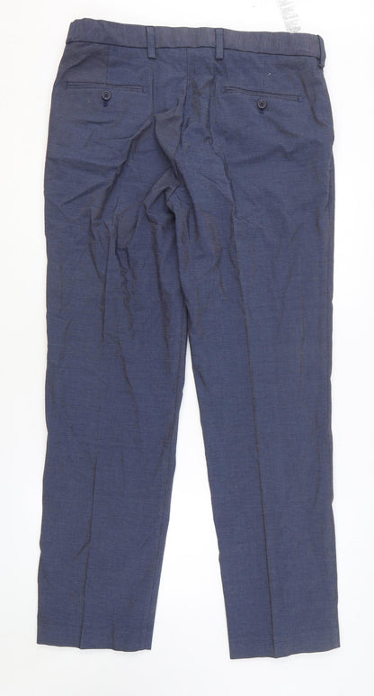 Kirkland Mens Blue Cotton Trousers Size 36 in L32 in Regular Zip