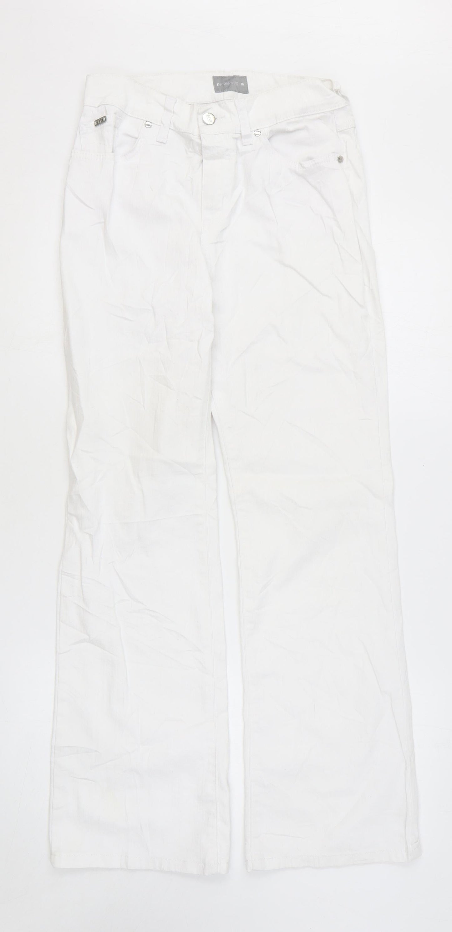 Per Una Womens White Cotton Straight Jeans Size 8 L29 in Regular Zip
