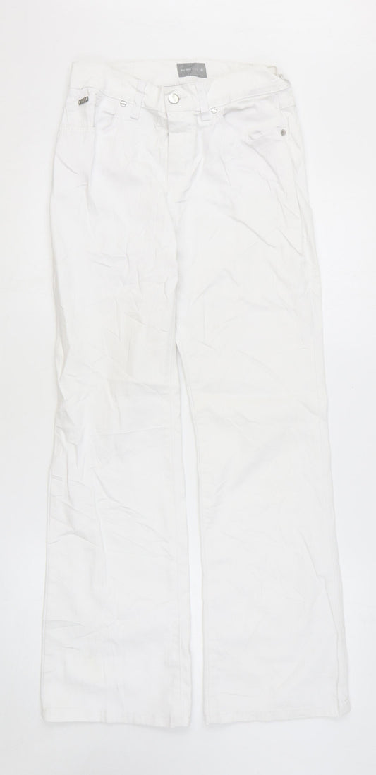 Per Una Womens White Cotton Straight Jeans Size 8 L29 in Regular Zip