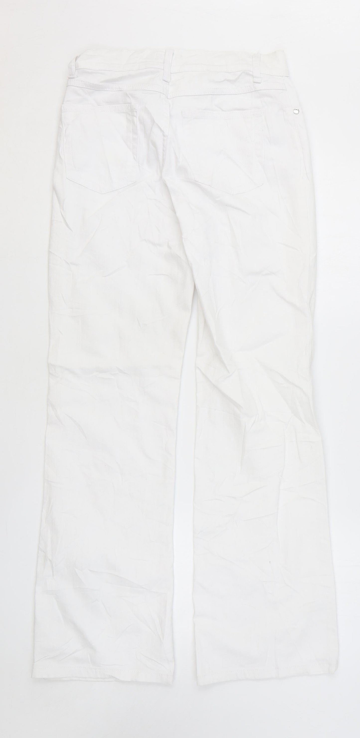 Per Una Womens White Cotton Straight Jeans Size 8 L29 in Regular Zip