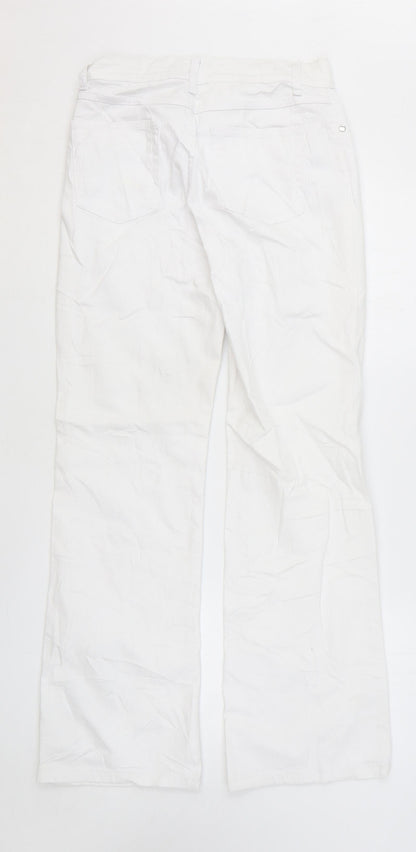 Per Una Womens White Cotton Straight Jeans Size 8 L29 in Regular Zip