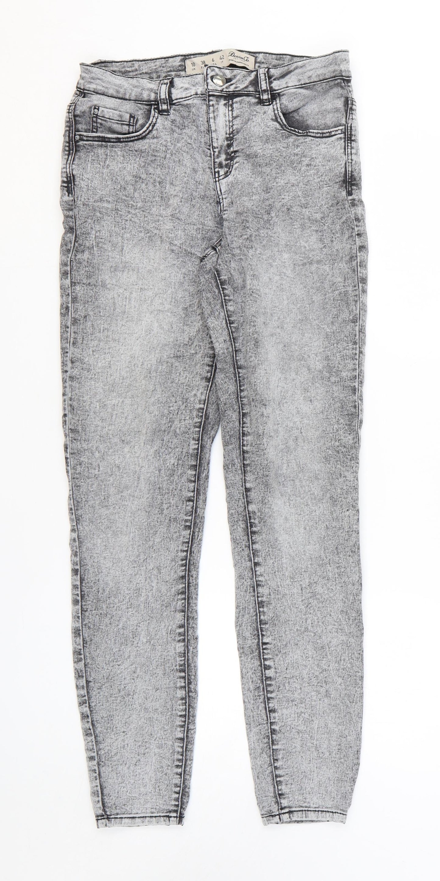 Denim & Co. Womens Grey Cotton Skinny Jeans Size 10 L27 in Regular Zip