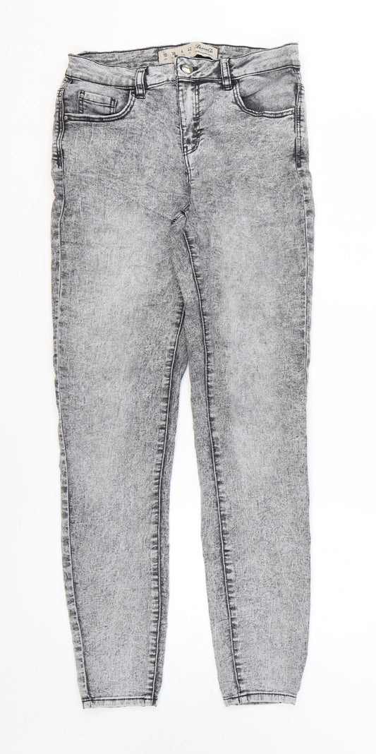 Denim & Co. Womens Grey Cotton Skinny Jeans Size 10 L27 in Regular Zip