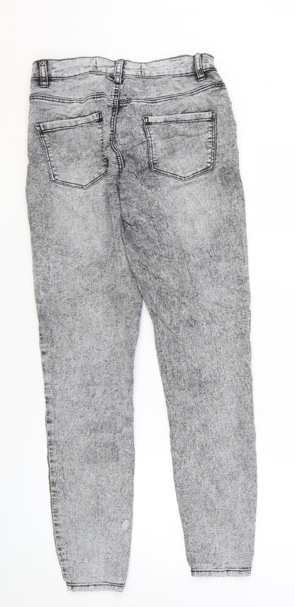 Denim & Co. Womens Grey Cotton Skinny Jeans Size 10 L27 in Regular Zip