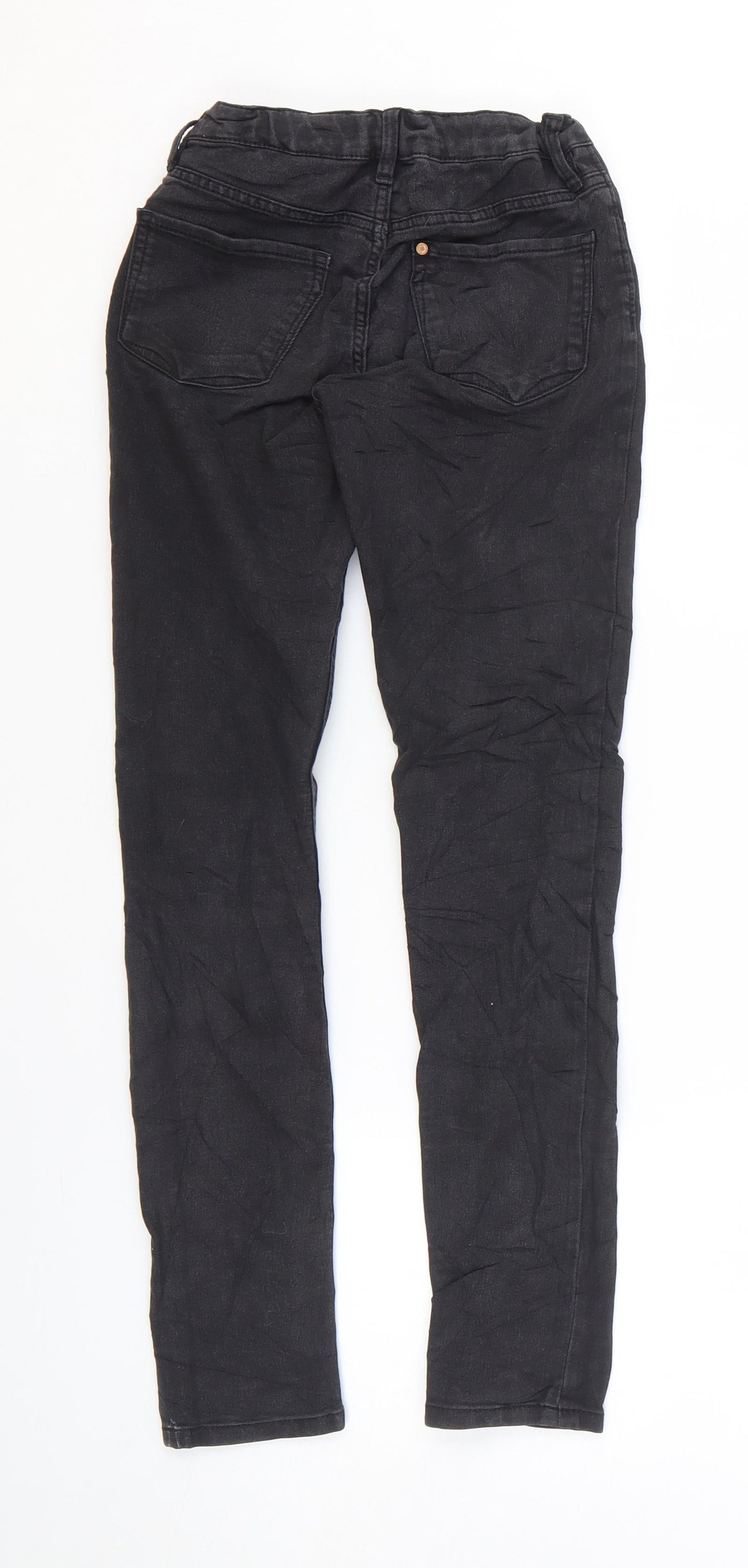 Denim & Co. Girls Black Cotton Skinny Jeans Size 10-11 Years Regular Zip