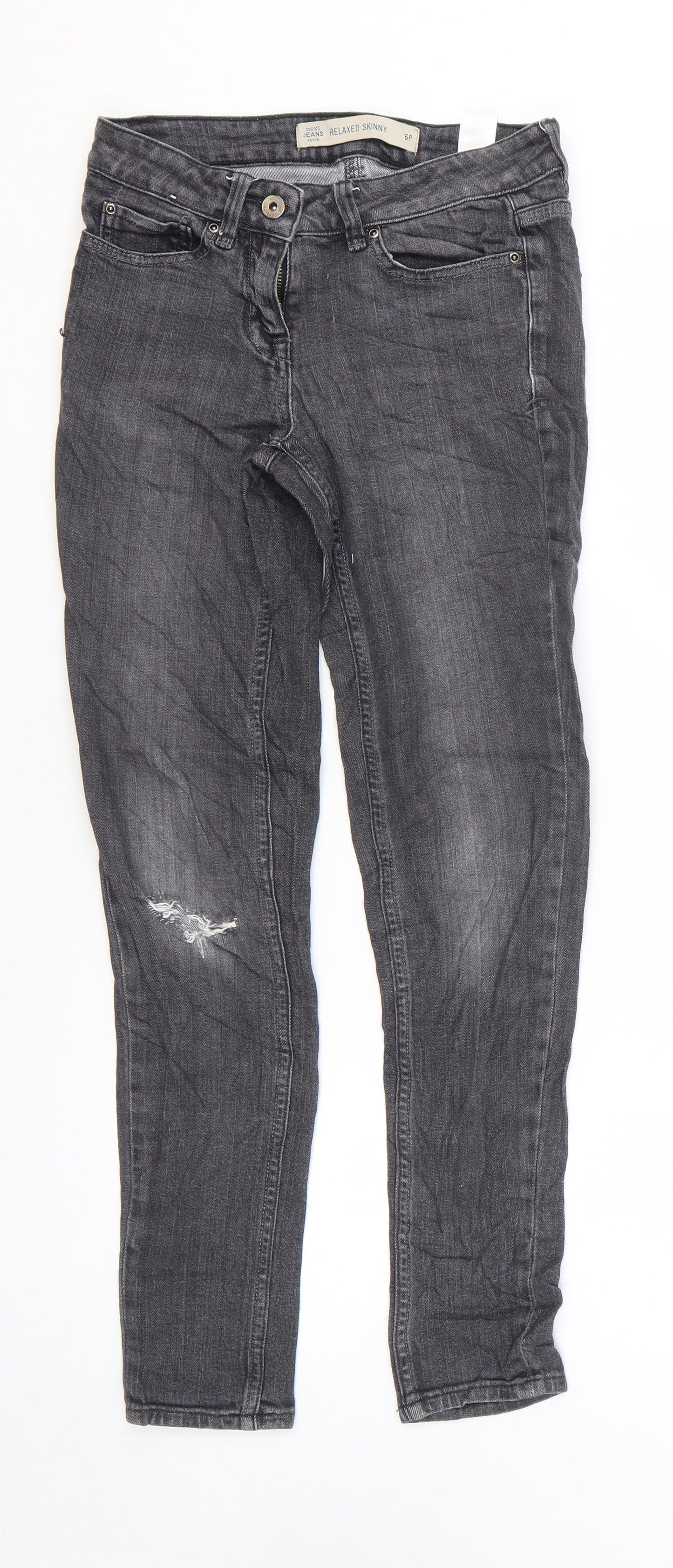 NEXT Womens Grey Cotton Skinny Jeans Size 6 L26 in Regular Zip