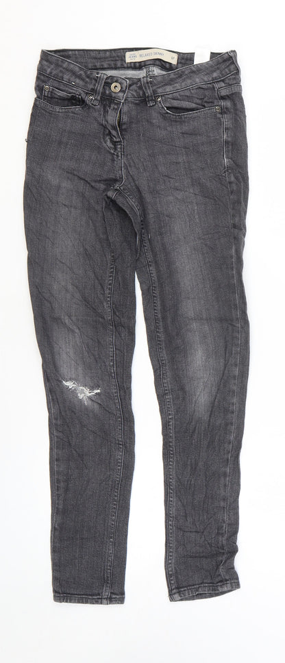 NEXT Womens Grey Cotton Skinny Jeans Size 6 L26 in Regular Zip